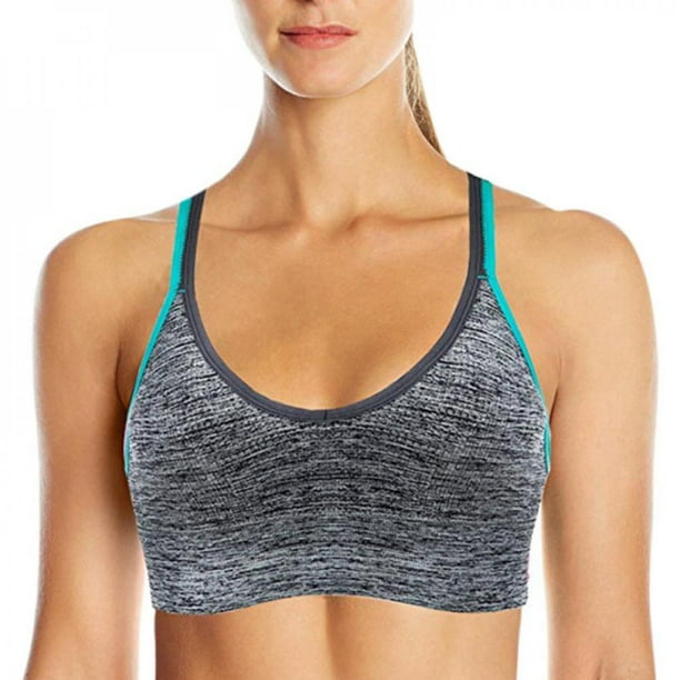 Women/'s Medium Support Cross-Back No Steel Ring Removable Cup Yoga Sports Bra